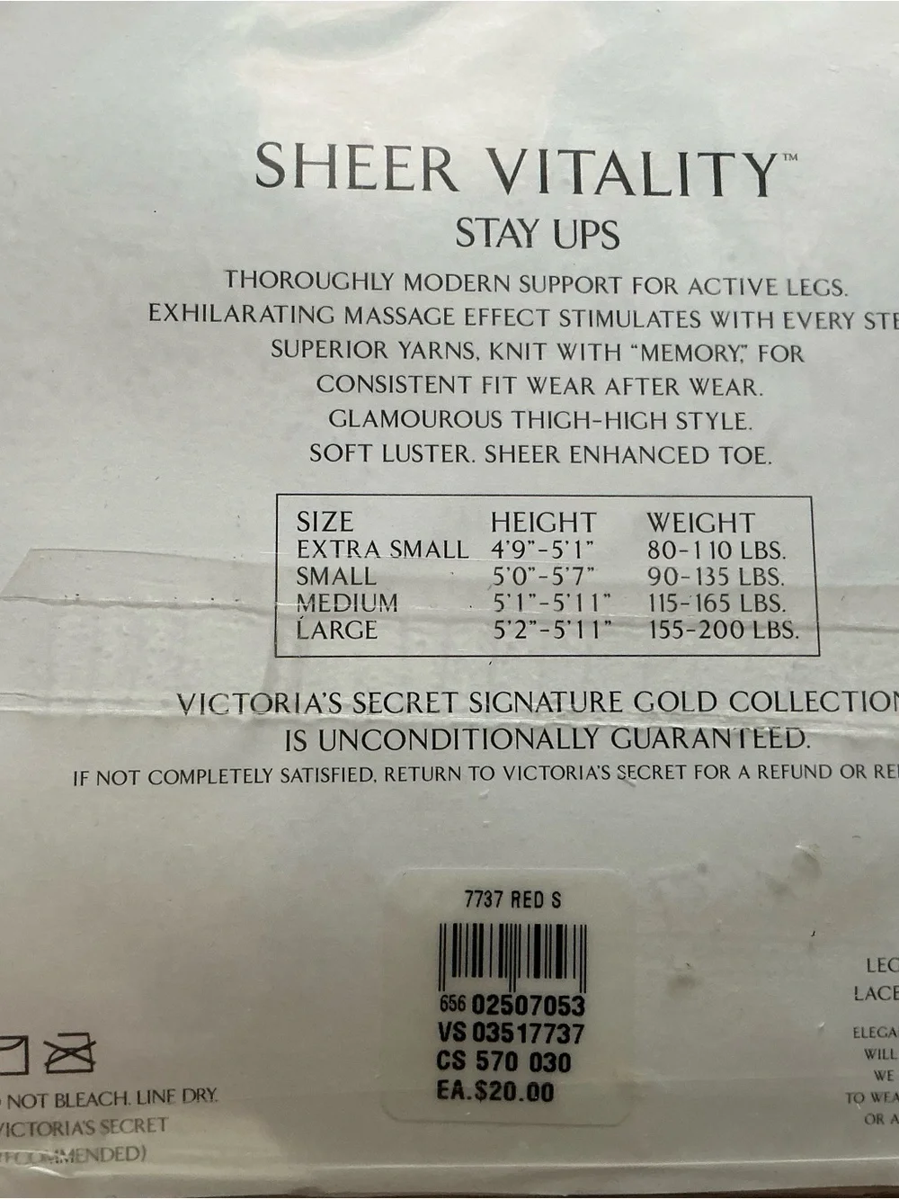 Vtg Victoria’s Secret gold signature collection vitality sheer stay up stocking